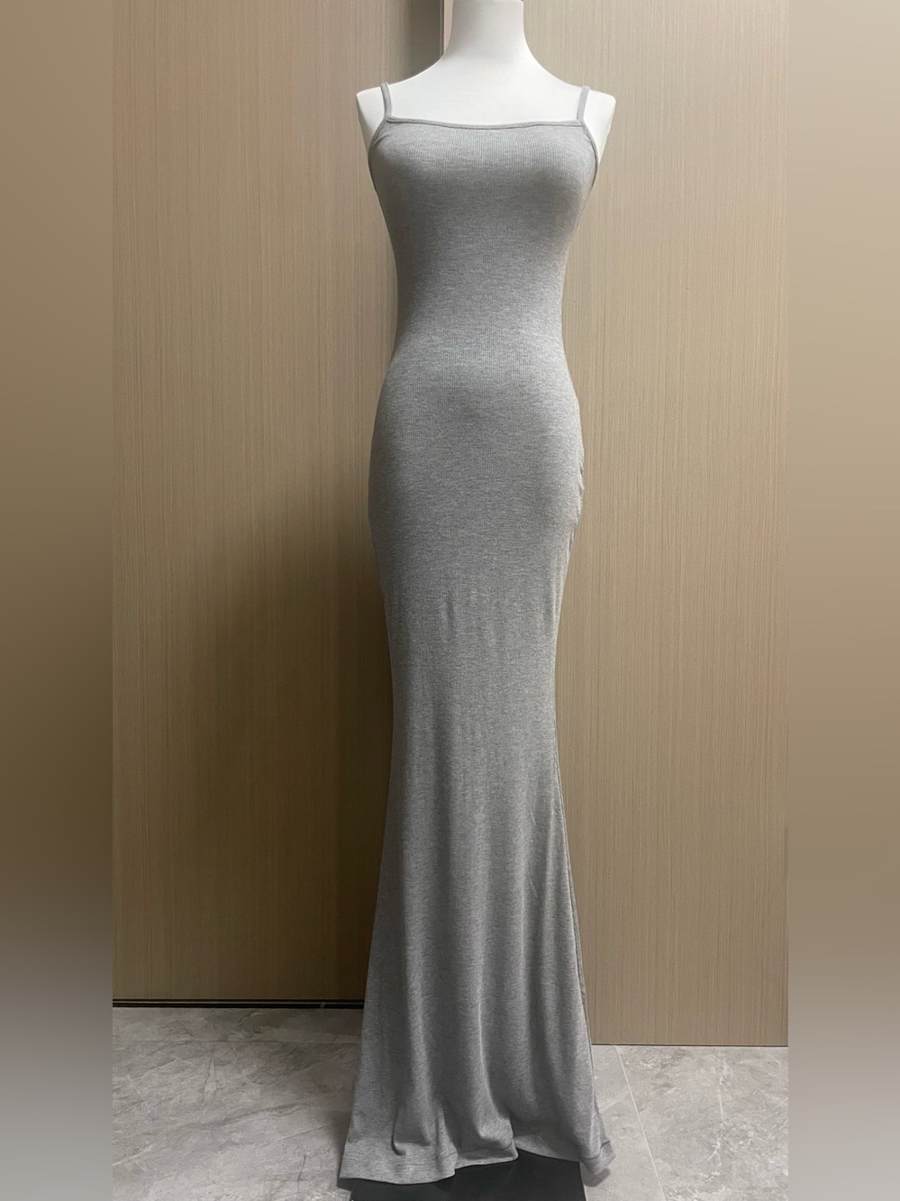 Skims Brand New Soft Lounge Longslip Dress Sleek Gray Spaghetti-Strap Maxi Dress
